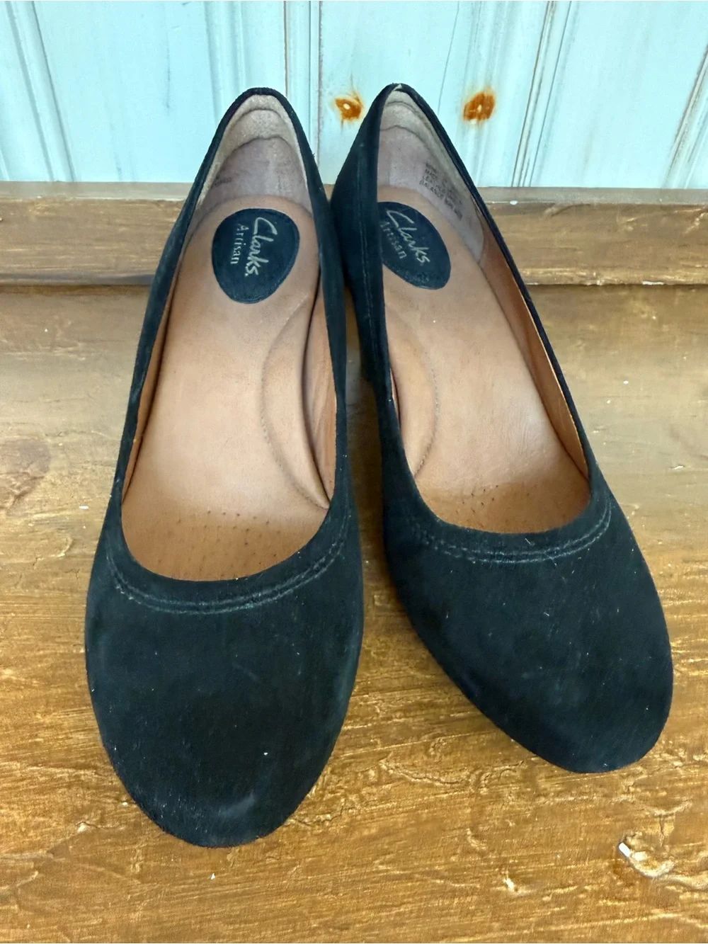 Clarks Artisan Black Suede Women's Slip-On  2” heel- 7W